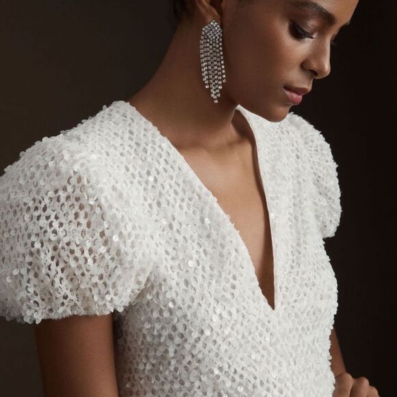 Anthropologie Watters Fizz V-Neck Short-Sleeve
Sequined Romper/ size 16 W - Picture 7 of 12